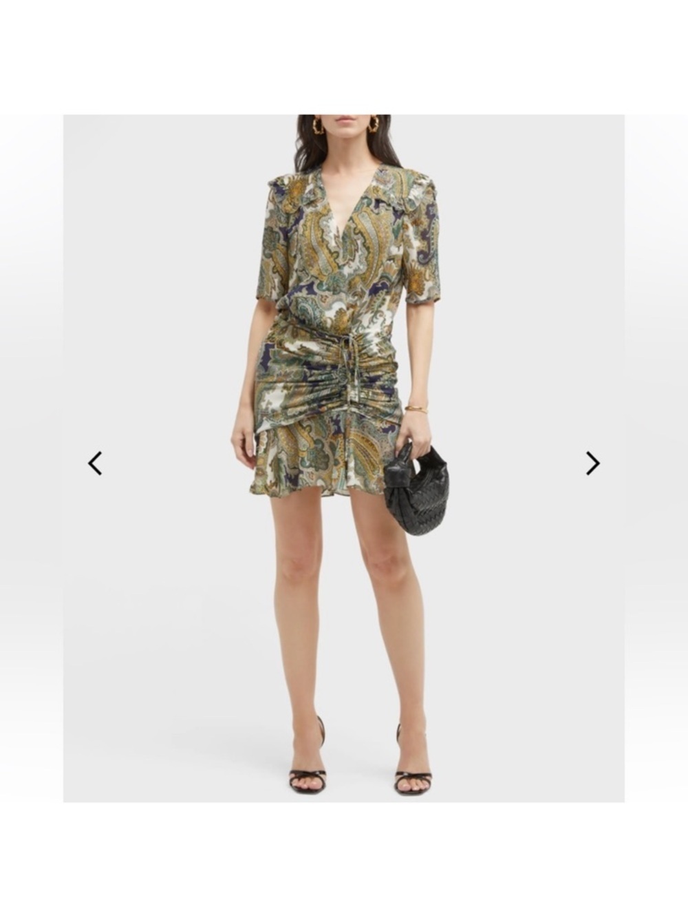 Veronica Beard Dakota 100% silk mini dress green paisley 4